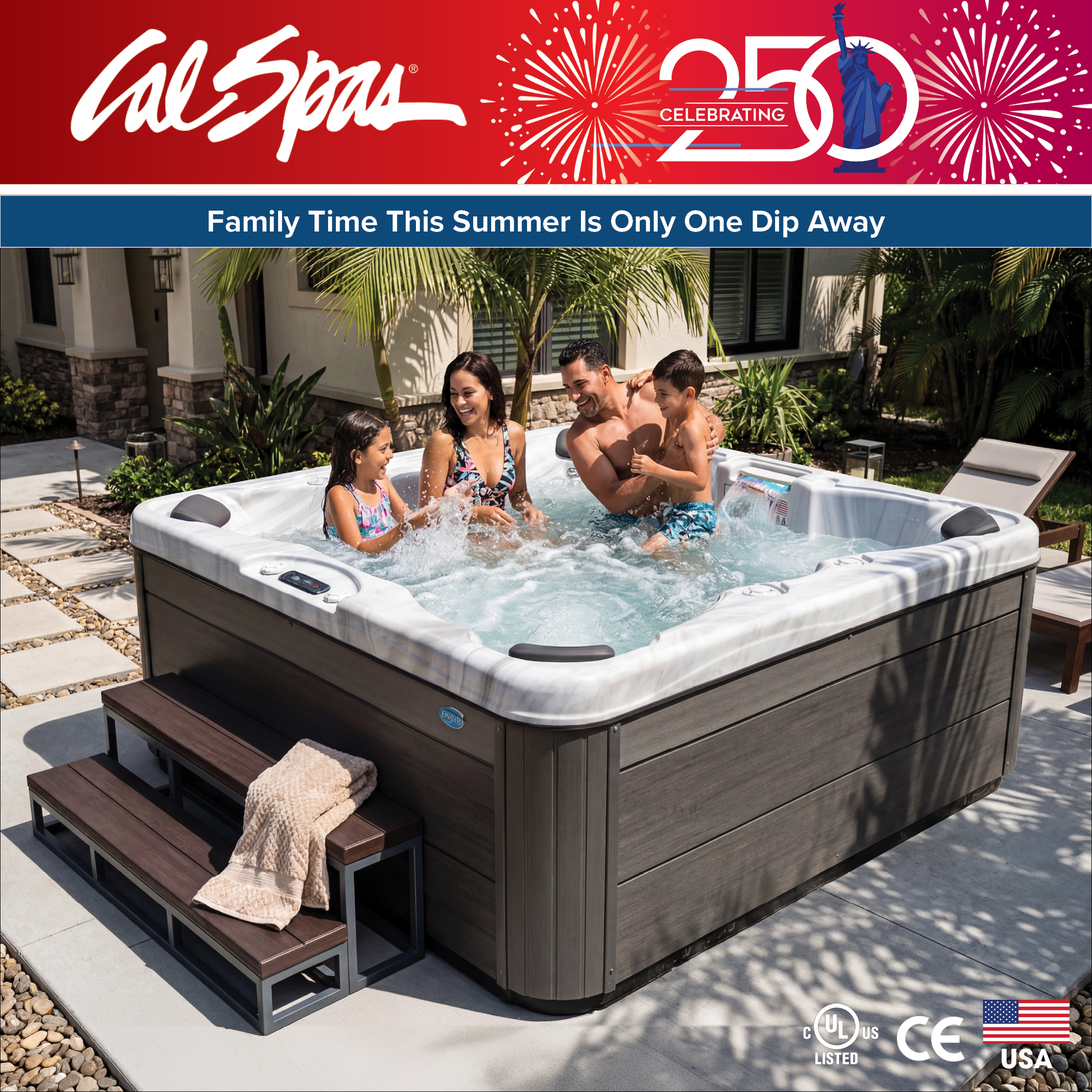 Calspas hot tub being used in a family setting - Rome